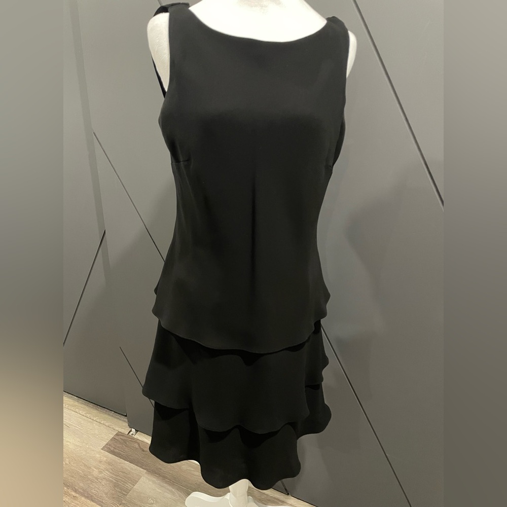 Evan Picone Elegant Black Layered Midi Dress